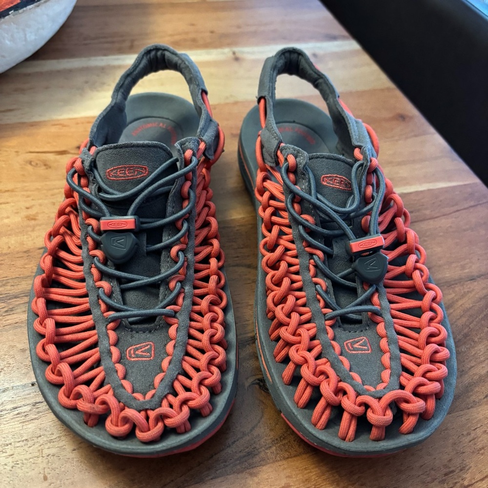 KEEN Charcoal and Coral Sandals
